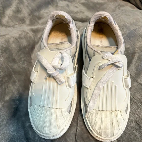 Dior Cream and French Blue Logo Sneakers size 36 - Picture 7 of 16